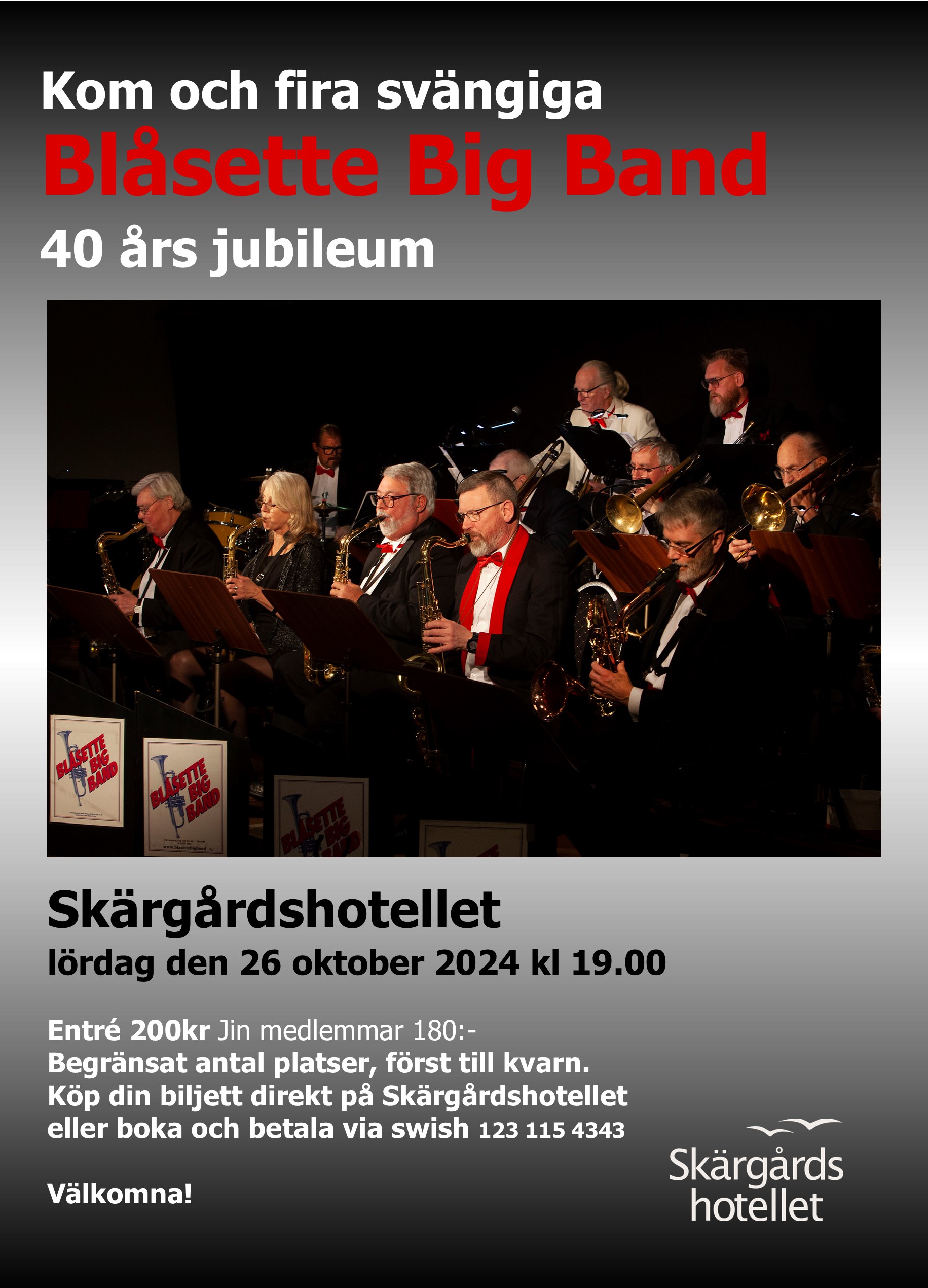 Blåsette big band på skärgårdshotellet i nynäshamn